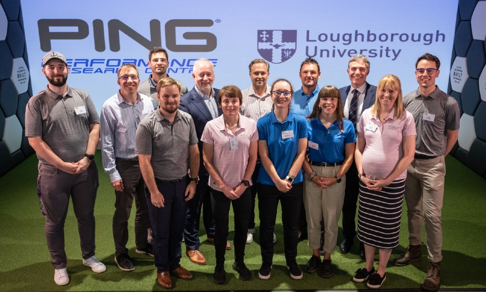 ‌John K Solheim, PING President, and Professor Nick Jennings, Loughborough University Vice Chancellor together with PING engineers and University researchers and students.